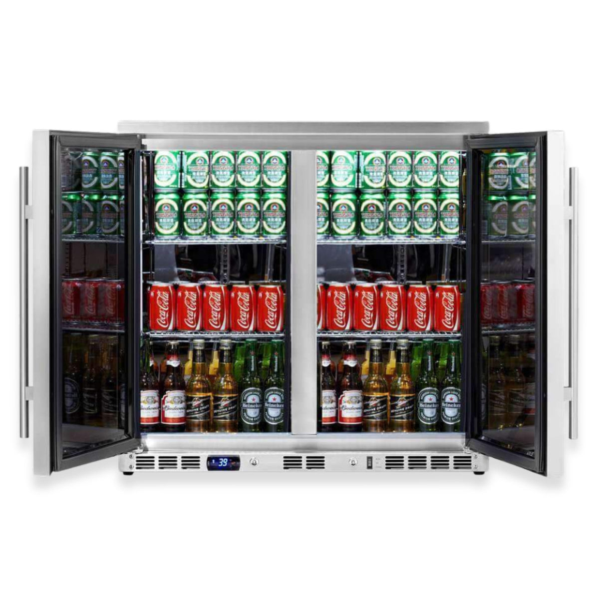 KingsBottle 36-Inch Under-Counter Beverage Refrigerator with Heated Glass Door