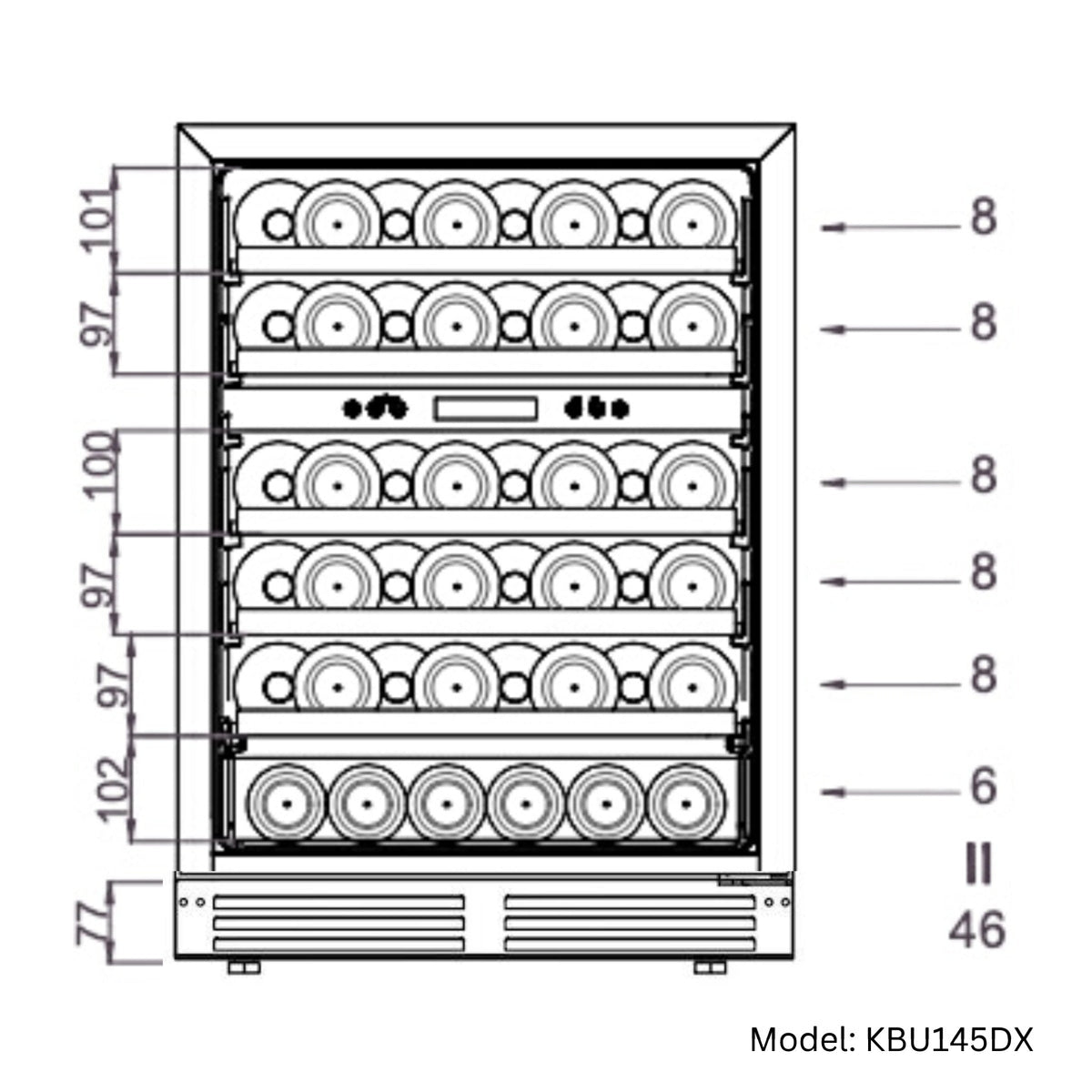 KingsBottle 24-Inch Dual-Zone Under-Counter Wine Cooler with Low-E Glass Door