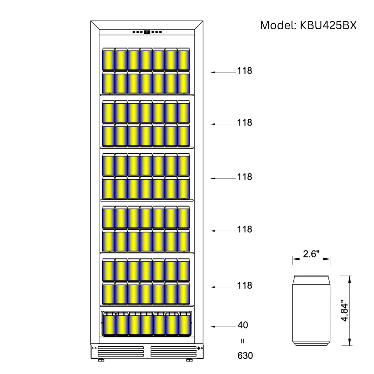KingsBottle 72-Inch Upright Beverage Refrigerator with Low-E Glass Door