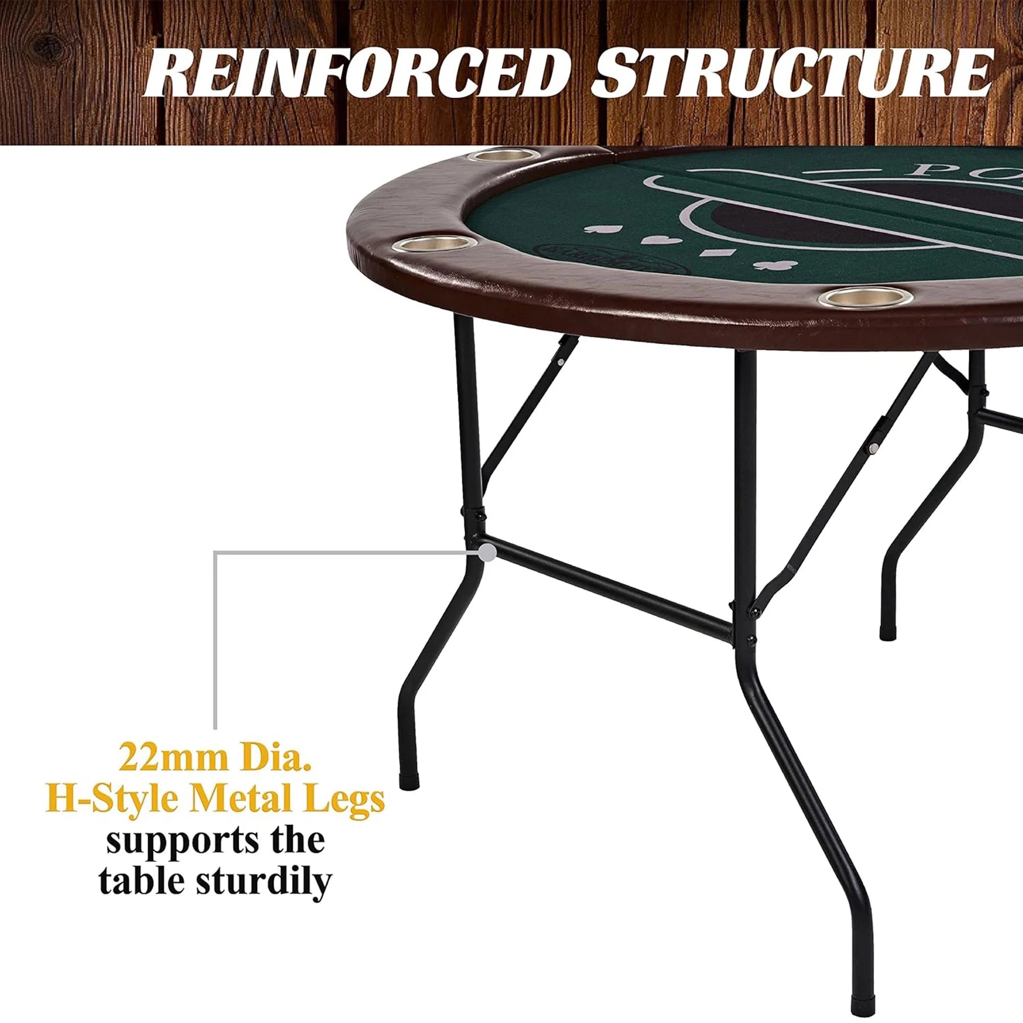 Poker Table with Rails, Cup Holders, Chips & Cards