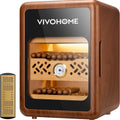 21L Cigar Humidor Box, Desktop Cigar Humidor Cabinet with Light for 200 Cigars, Spanish Cedar Wood Inner Shelves and Drawer, Accurate Hygrometer, Humidifier, Father'S Day Gift for Men Brown