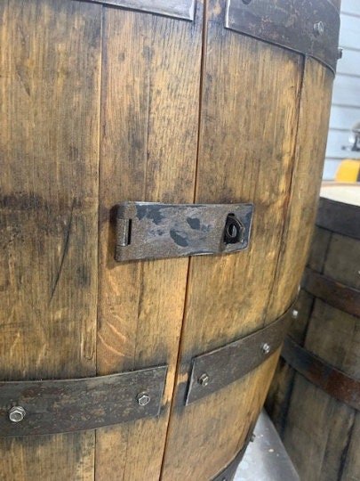 Bourbon Barrel Cabinet – Real Buffalo Trace Barrel with LED Lighting &amp; Double Lazy Susan Shelves