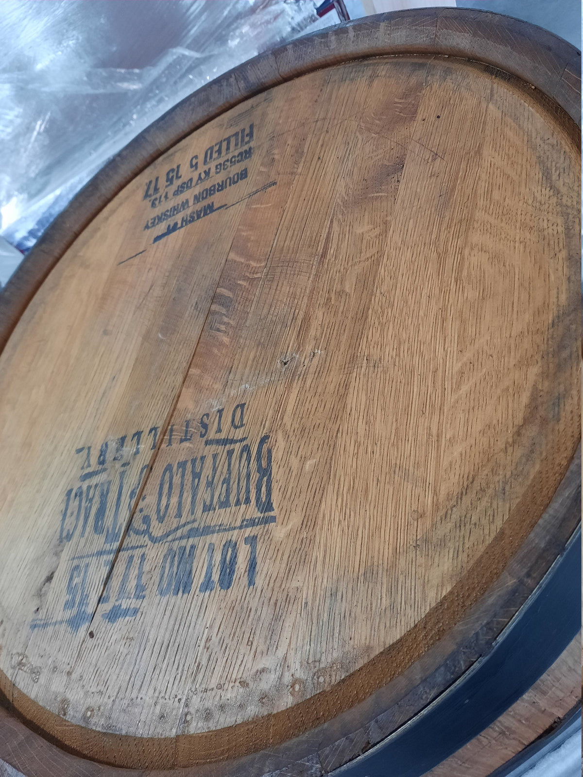 Bourbon Barrel Cabinet – Real Buffalo Trace Barrel with LED Lighting &amp; Double Lazy Susan Shelves