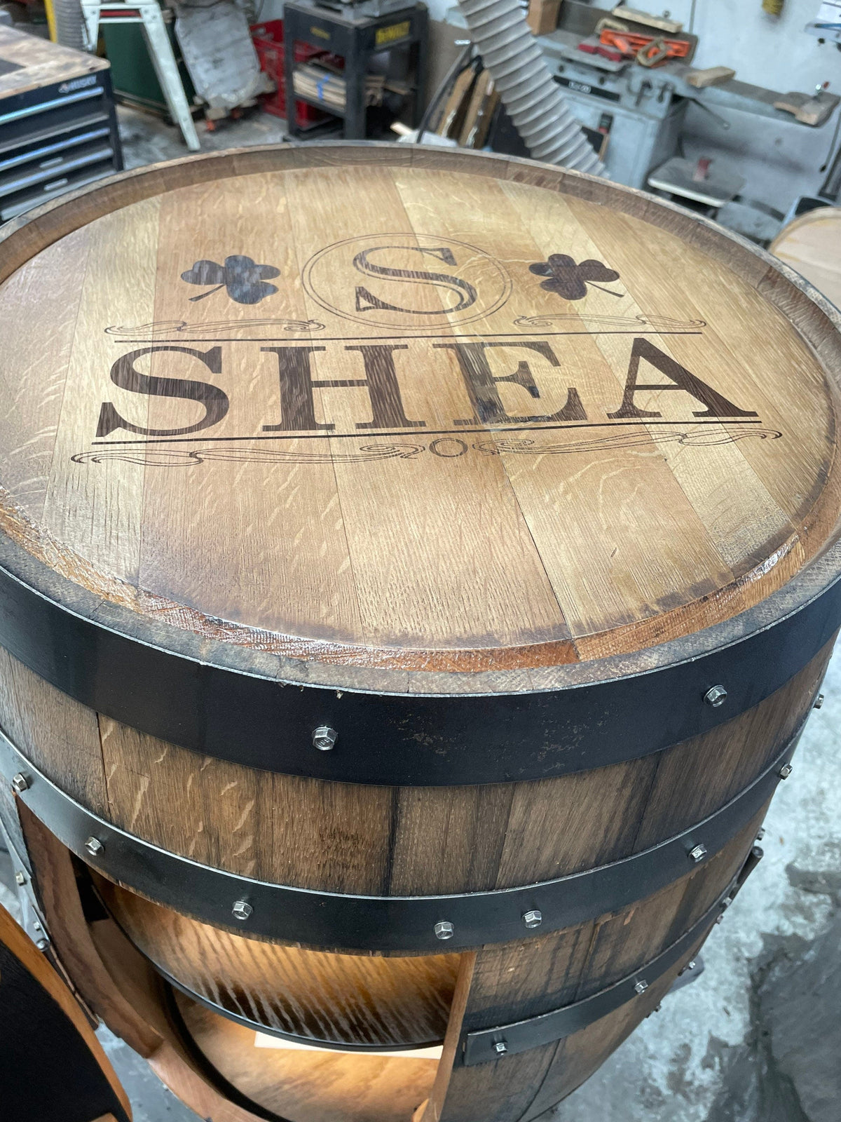 Whiskey Barrel Pool/Billiards Cabinet – Custom Pool Cue &amp; Equipment Storage