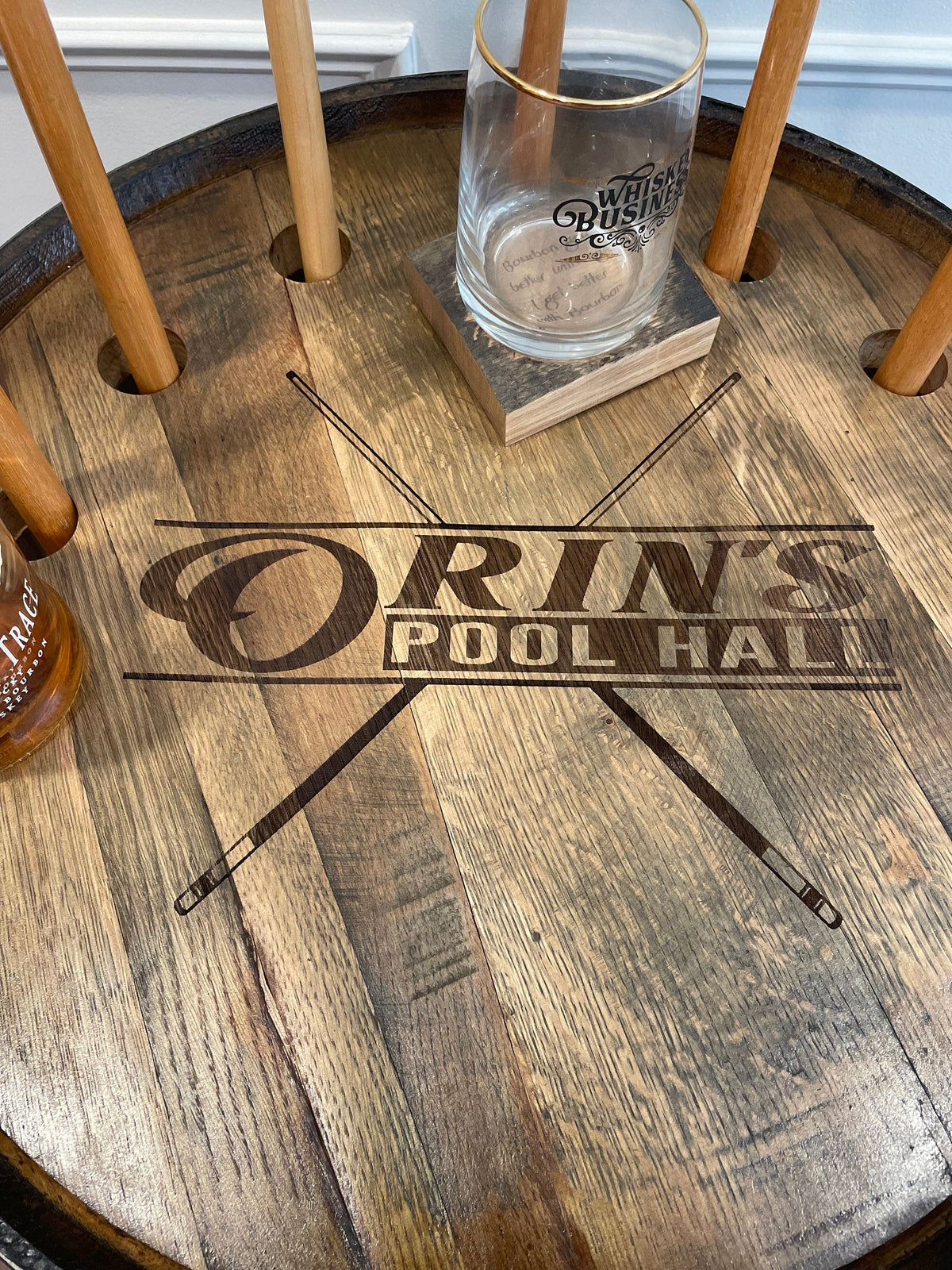 Whiskey Barrel Pool/Billiards Cabinet – Custom Pool Cue &amp; Equipment Storage