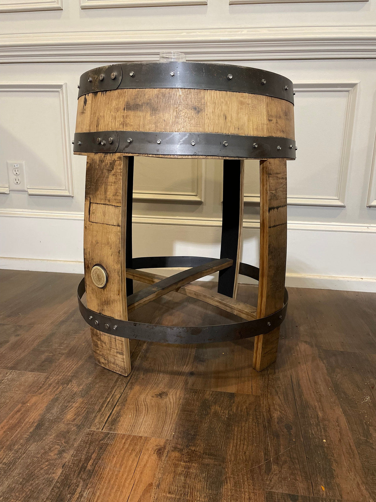 Whiskey Barrel End Table – Custom Engraved Bourbon Barrel Furniture