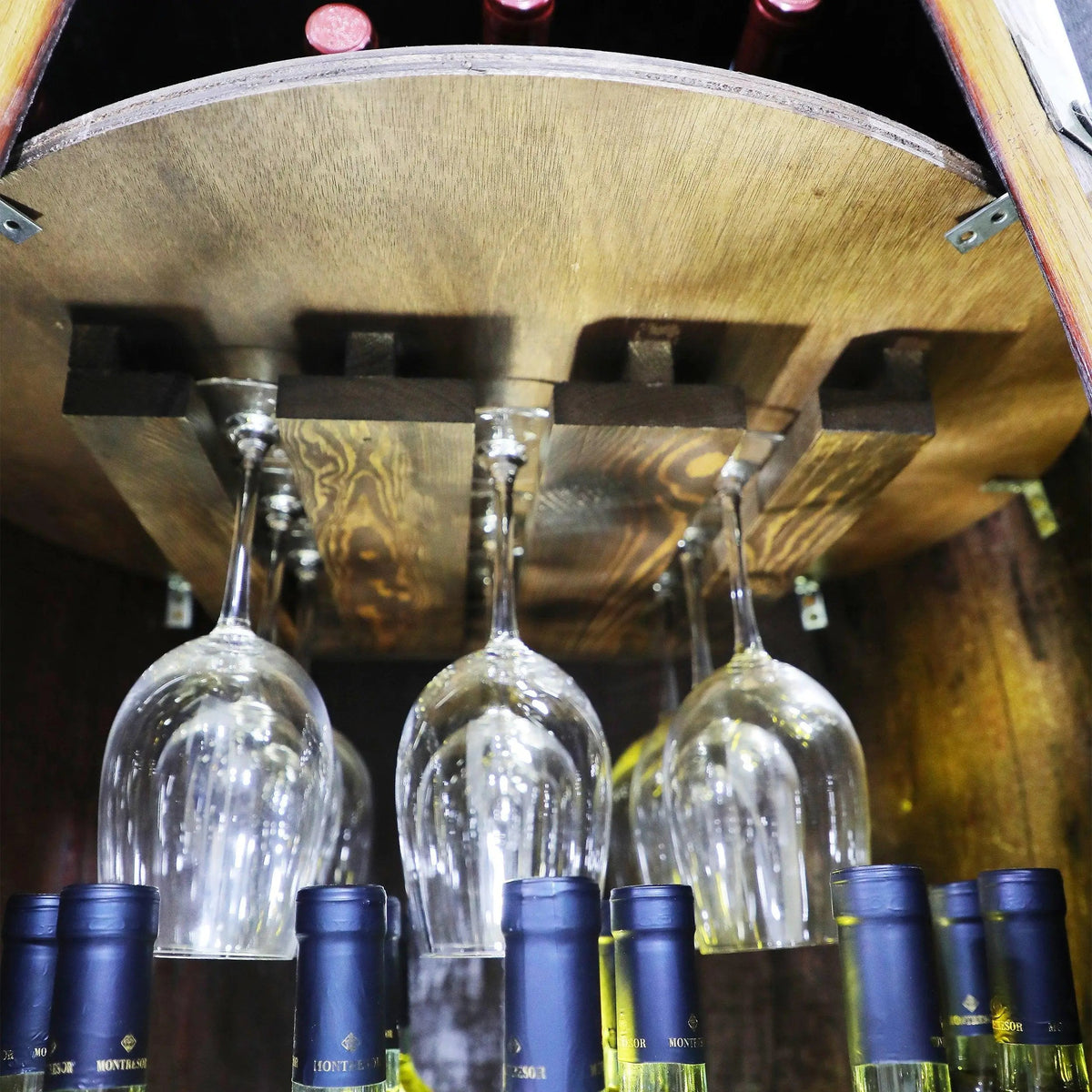 Whiskey &amp; Wine Barrel Bar Set – Liquor Cabinet, Pub Table &amp; Luxury Bar Stools