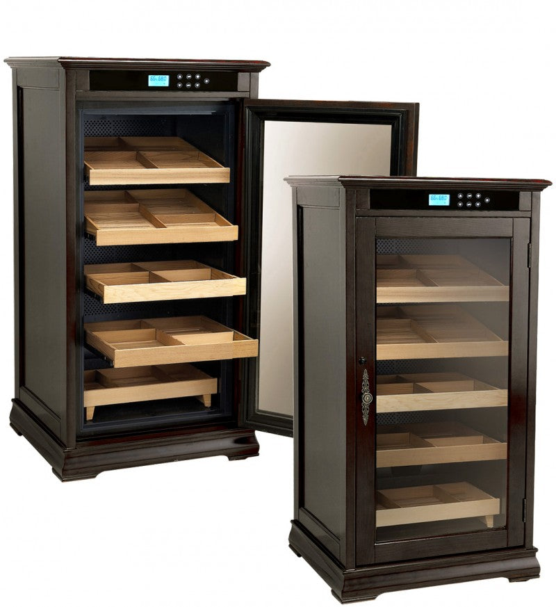 Redford Espresso Cigar Humidor – 1,250 Count Electric Climate-Controlled Cabinet