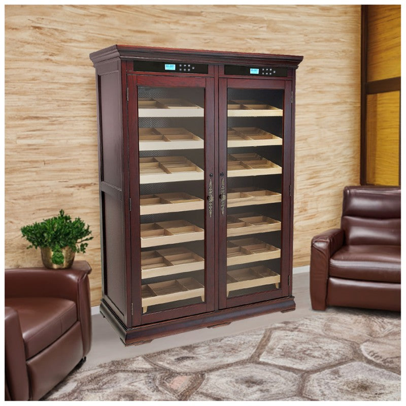 Reagan Electronic Cigar Cabinet Humidor – 4,000 Count Dual-Zone