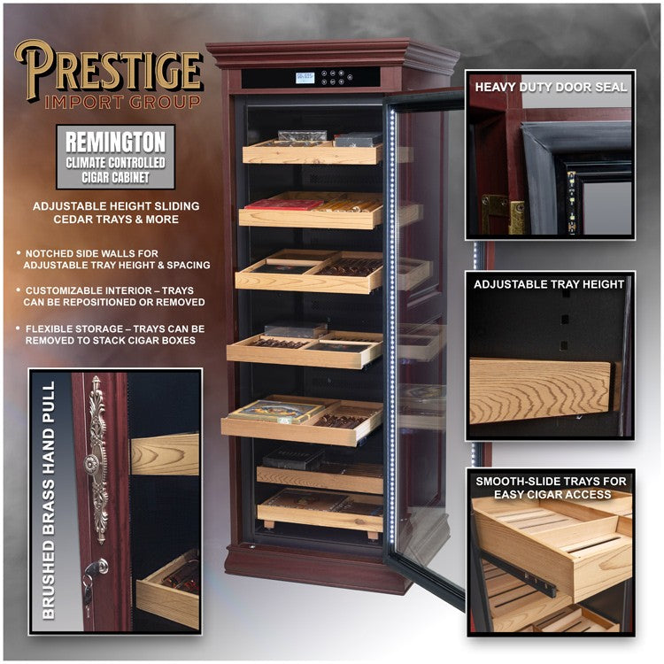 Remington Cigar Cabinet Humidor – 2,000 Count Electric Climate-Controlled